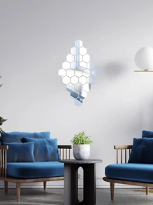 45pcs Hexagon Acrylic Mirror Wall Stickers, High Transparency Glossy Acrylic Material, Minimalist Geometric Hexagon Mirror Pattern, Free Assembly Reflective Brightening Space Expansion, Suitable For Mirror Room Decor, Wall Decor, Bedroom Decor, Wall Mirrors, Wallpaper, Art Wall, Wall Sticker Scenes, Used For Indoor Wall Beautification Light Luxury Decor, Self-Adhesive Backing Easy Installation No Residue When Removed Enhancing Home Premium Quality - Silver - View 8