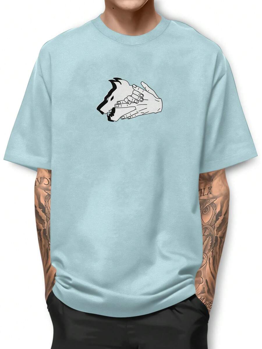 Men T-Shirts - 淺藍色 - 查看 1