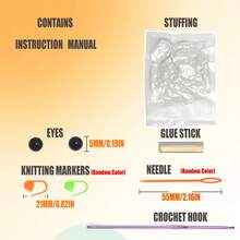 兔子和草莓編織套件（適合初學者）,amigurumi 布填動物-禮物動物編織入門套件,一體化完整編織套件,包含說明書和逐步視頻教程,幫助成年人學習編織,可愛的動物娃娃 Diy 手工藝品適用於家居裝飾,可製作成假日,聖誕節,復活節,母親節等禮物 - 粉色 - 查看 3