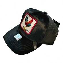 Gorras De Animales, Gallo color Negro terciopelo, Tipo Trucker, Malla. - Negro - Ver 3