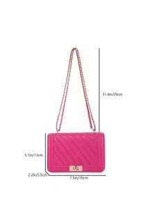 Mini Quilted Chain Crossbody Bag - Hot Pink - View 7