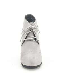 Women's Wedge Boots Casual Fashion Lace Up Low Heel Ankle Booties Shoes - 淺灰色 - 查看 4