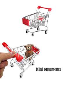 1個創意迷你購物車,金屬迷你購物車,手工藝品擺件,迷你推車,桌面擺件,文具收納 - 紅色 - 查看 7