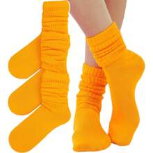 ToBeInStyle Pack Of 3 Of Colorful Unisex Fashion Slouch Socks - Gold - View 8