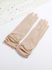 1pair Ladies' Solid Color Uv Protection Full Finger Touchscreen Non-Slip Gloves Breathable Summer Outdoor Sports Gloves For Driving Cycling - Multicolor - View 5