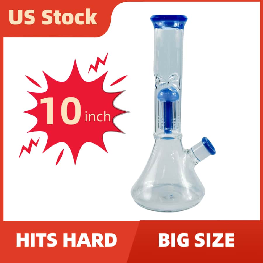 10 Inch Borosilized Glass Smoke Pipe Trans Black /Blue Jade/Yellow