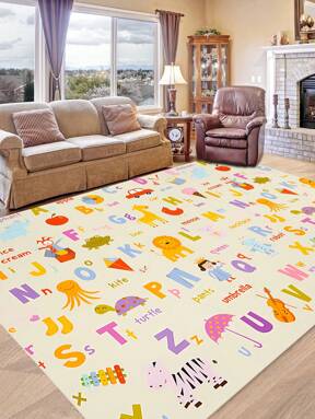 1 pezzo Tappeto con stampa educativa per bambini, tappeto da gioco di grandi dimensioni con stampa, tappeto antiscivolo per soggiorno e camera da letto, decorazione per la casa per i giocatori, regalo per ragazzi e ragazze, decorazione per la stanza