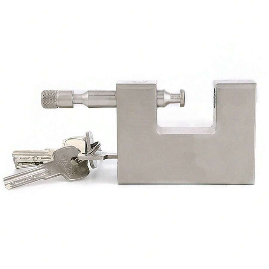 94mm Heavy Duty Padlock & 5 Keys Armoured Steel Shutter Warehouse Container Lock - Silver - View 1