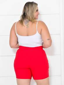 Plus Size Shorts - 紅色 - 查看 3