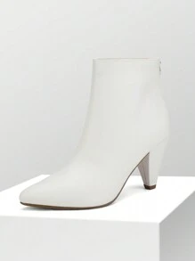 Women's Light Grey Suedes Pointed Toe High Heel Ankle Booties - trắng - Xem 1