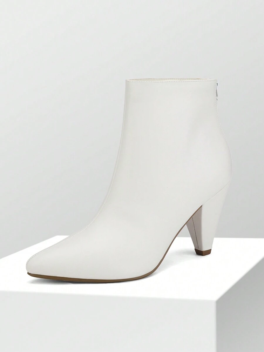 Women's Light Grey Suedes Pointed Toe High Heel Ankle Booties - trắng - Xem 1