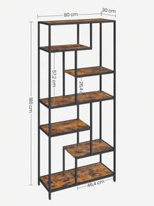 VASAGLE estantería, estantería de 6 Pisos, Estante de exhibición geométrica, Estante de Almacenamiento de pie, 30 x 80 x 180 cm, para Estudio, Oficina, Sala de Estar, Dormitorio, Cocina, rústico - Marrón - Ver 5