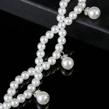 優雅的白色珍珠腰鏈配簡單的流蘇吊墜,裝飾性的肚皮舞腰帶,適合襯衫、裙子、外套,四季皆宜 - 白色珍珠 - 查看 5