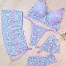 Conjunto Lingerie Luvinha Sexy Renda Bicolor Sainha Perneira  Ref.477