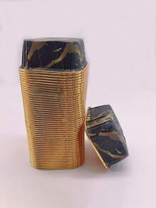 50入組大理石圖案防油紙蛋糕杯帶蓋,高溫防曬蛋糕模具,適用於廚房烘焙和假日派對 - 黑色 - 查看 5