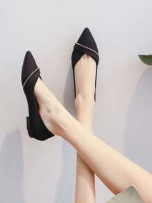 女士平底鞋2025春季新款法式百搭低帮优雅仙女风舒适软底尖头平底鞋 - 黑色 - 查看 6