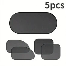 5 Pieces Car Curtain Set, Summer Mesh Sun Shield Car Window Blind Car Sun Shield For Cars, Black - Black - View 2