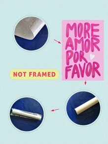 1入組字母印花「more Por Favor」防水帆布畫,不含框架,適用於客廳/臥室裝飾