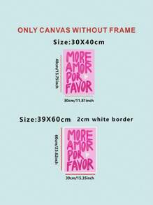 1入組字母印花「more Por Favor」防水帆布畫,不含框架,適用於客廳/臥室裝飾