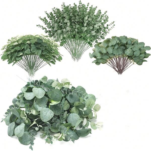 30pcs 15inch Mixed Bulk Artificial Silver Dollar Eucalyptus, Faux Greenery Stems For Diy Crafting, Plastic Waterproof Home, Hotel Decoration, Suitable For Indoor, Outdoor, Weddings, Celebrations, Photography, Bouquet Decoration, Valentine Day, Gift Gifts Birthday Graduation