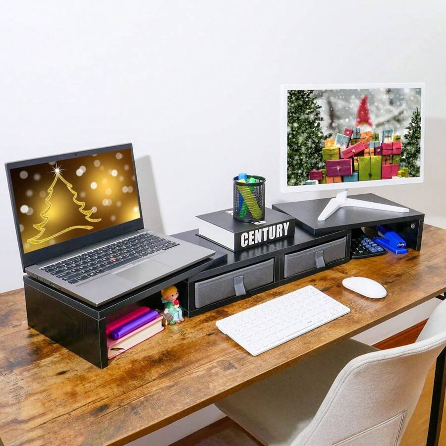 Gaming Computer Monitor Stand Riser,Dual Monitor Stand Riser With 2