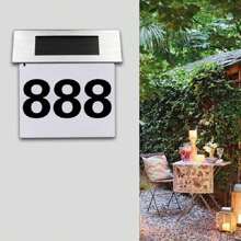 1 件小型/大型太阳能壁挂式门牌灯 - 数字、字母、不锈钢/ABS 混合材质，户外花园照明，适用于小路、庭院、露台 - 銀色小門牌燈 - 查看 5