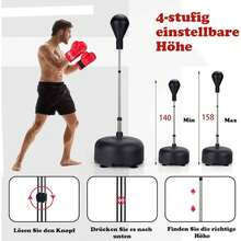 Punching Ball Boxing Set, 4 Level Height-Adjustable Standing Boxing Ball, Standing Boxing Trainer With Adjustable Base & Boxing Gloves, Stress Relief & Fitness, For Adults, Boys & Girls, Black