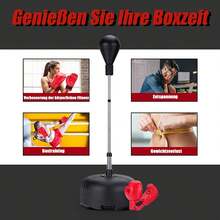 Punching Ball Boxing Set, 4 Level Height-Adjustable Standing Boxing Ball, Standing Boxing Trainer With Adjustable Base & Boxing Gloves, Stress Relief & Fitness, For Adults, Boys & Girls, Black