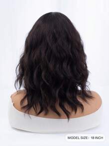 18英寸全機織合成纖維耐高溫短捲中分假髮,日常自然逼真,棕色