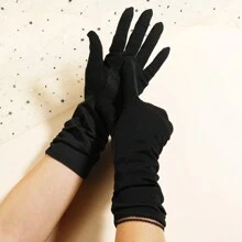 1pair Ladies' Solid Color Uv Protection Full Finger Touchscreen Non-Slip Gloves Breathable Summer Outdoor Sports Gloves For Driving Cycling - Multicolor - View 13