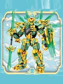 Serie De Juguetes De Bloques De Construcción, Robot De Dragón De Juguete De Montaje - Verde - Ver 5