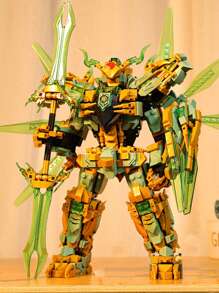 Serie De Juguetes De Bloques De Construcción, Robot De Dragón De Juguete De Montaje - Verde - Ver 1