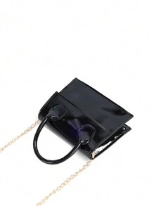 Túi tote dây chuyền thời trang bằng da sáng chế dành cho trẻ em - màu đen - Xem 5