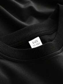 Young Boys' Cool Letter Printed Round Neck Sweatshirt - Black - View 5