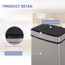 HOMCOM 72L Recycling Sensor Bin Stainless Steel 3 Compartments For Both Wet/Dry Waste W/Removable Lid  Kitchen Home
