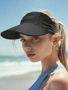 1pc Women Fashion Best Solid Ruched Detail Visor Hat Black - Black - View 6