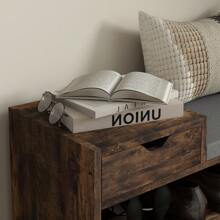 HOMCOM Shoe Storage Bench, Shoe Rack Bench With Seating Cushion, Drawer, 3 Open Compartments And Table Top For Entryway, Hallway - 棕色 - 查看 7