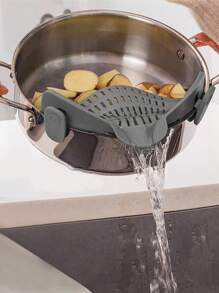 Colador de silicona para ollas, Colador de silicona ajustable para ollas, sartenes y cuencos, Colador de cocina, Colador de mano para ollas, Filtro para lavar frutas para fideos, pasta, verduras - Gris - Ver 1