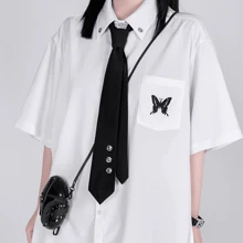 1條女士手工製作的黑色哥特風領帶,適合搭配襯衫參加俱樂部派對 - 彩色 - 查看 6