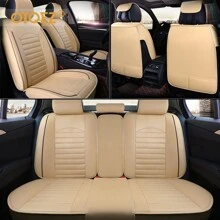 Universal Car Seat Cover Full Set PU Leather 5 Seats Front Rear Seat Cushion - Beige - View 4