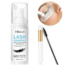 Hllozzi 60毫升/2.03盎司睫毛擴展洗髮水,睫毛眼瞼泡沫潔面乳/洗劑可用於擴展和自然睫毛/安全卸妝產品/專業和家用/睫毛擴展潔淨劑不含油泡沫肥皂清潔卸殘垢 - 白色 - 查看 1