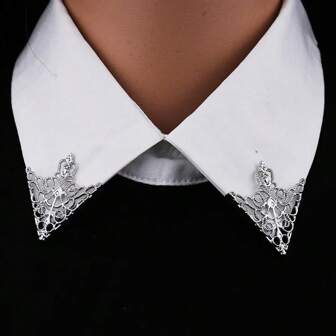 Vintage triangel enkel skjortkrage spets kedja brosch skjortkrage nål kavajslag nål krage klämma för kvinnor