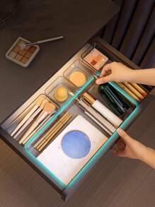 1pc/5pcs Makeup Organizer With Drawers, Stackable Transparent Perfume Organizer, Vanity Storage Box For Makeup Brush, Stationery, Lipstick, Powder Puff, Medicine Rack, School Supplies And Dormitory Supplies Collection Box - Clear - View 10