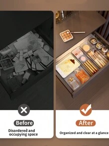 1pc/5pcs Makeup Organizer With Drawers, Stackable Transparent Perfume Organizer, Vanity Storage Box For Makeup Brush, Stationery, Lipstick, Powder Puff, Medicine Rack, School Supplies And Dormitory Supplies Collection Box - Clear - View 7