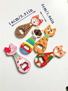 1pc Customizable Cute Cat Or Dog Head Embossed Gold Foil Art Dual-Use Bottle Opener And Fridge Magnet For Home Decoration, Daily Use Or Festival Gifts Birthday Graduation