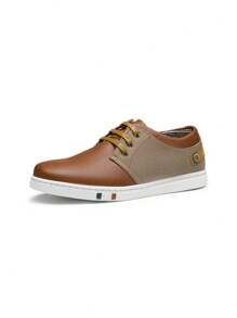 Men's Fashion Skate Shoes Leather Oxfords Sneakers Business Classic Casual Dress Shoes - 咖啡棕 - 查看 3
