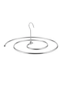 1 Peça Cabide De Roupas Espiral Dobrável De Aço Inoxidável, Suporte De Secagem Para Cobertor De Edredom, Suporte Secador De Roupa Criativo Circular Para Lençóis De Cama - Prata - Ver 2