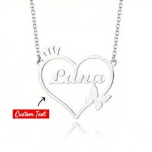 Vòng cổ tình yêu vương miện bằng thép không gỉ thời trang đơn giản tùy chỉnh cho phụ nữ Ngày của mẹ Ngày lễ tình nhân để kỷ niệm lễ tốt nghiệp Bạn thân Sinh nhật Mặt dây chuyền bướm tình yêu cao cấp Quà tặng ngày lễ tình nhân - Bạc - Xem 1