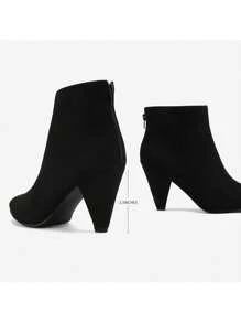 Women's Light Grey Suedes Pointed Toe High Heel Ankle Booties - 黑色/麂皮 - 查看 6