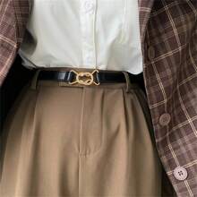 1條女士時尚可調節束腰帶,針對日常和通勤穿搭設計,適用於連衣裙、外套、襯衫等,無孔設計 - 黑色 - 查看 7